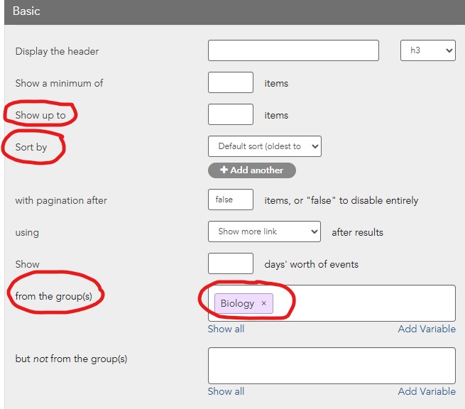 Basic Section of Widget Builder